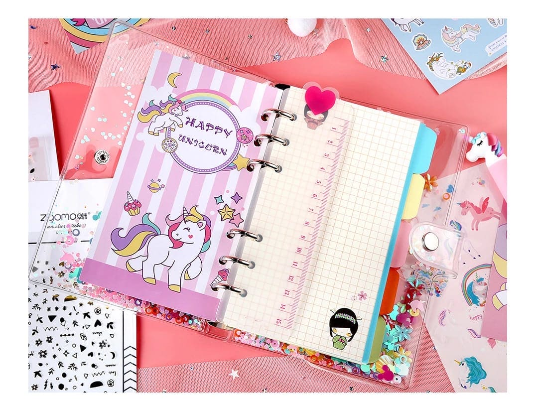 Unicorn Spiral Notebook Set, Weekly Planner Diary Paper Notepad, Pink Sequin Petal Transparent Unicorn Notebook Set Unicorn Spiral Notebook Set, Weekly Planner Diary Paper Notepad, Pink Sequin Petal Transparent Unicorn Notebook Set